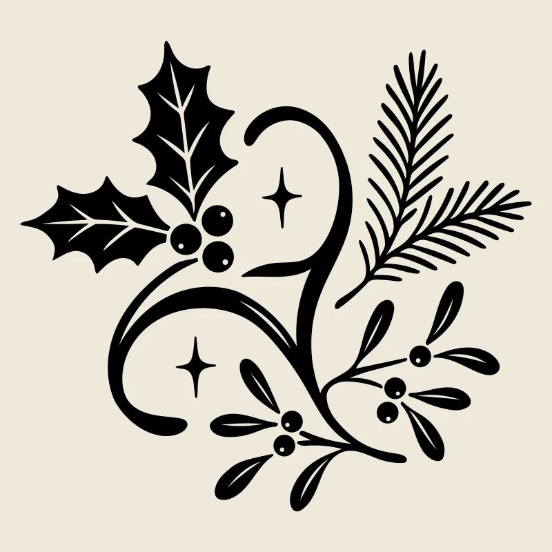 Mystic Yule mit Misteln, Tanne und Stechpalme
