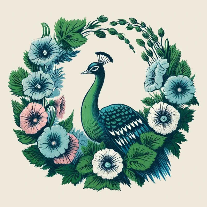 Cercle floral du paon