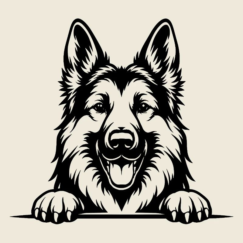 German Shepherd Portrait with Paws