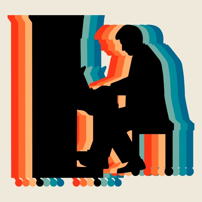 Piano Player Retro Silhouette Musical Gift