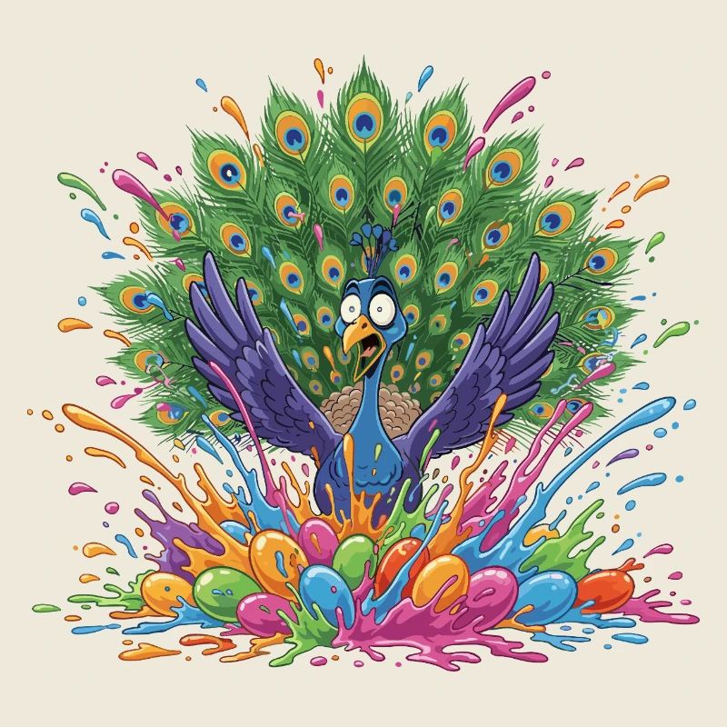 Pfau mit Farbschleuder-Panorama