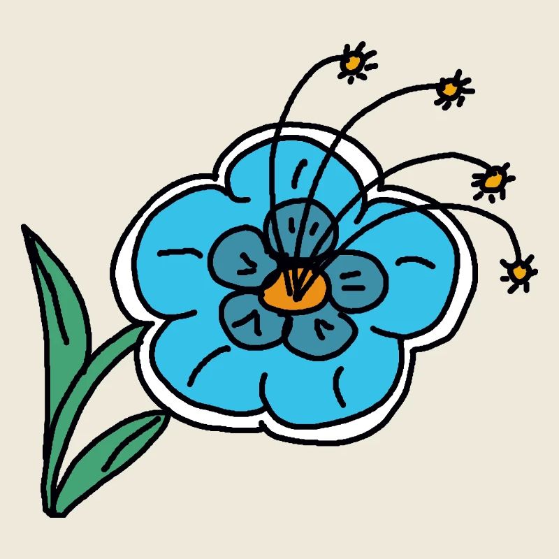 Handgezeichnete blaue Blume Kinder Kind