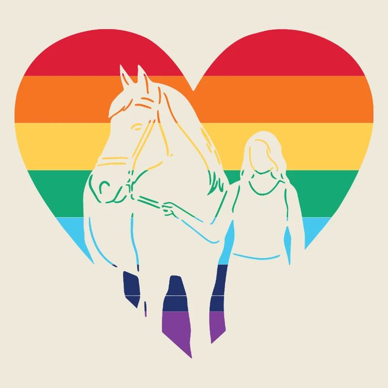 Cavalier en forme de cœur arc-en-ciel avec motif cheval / CSD