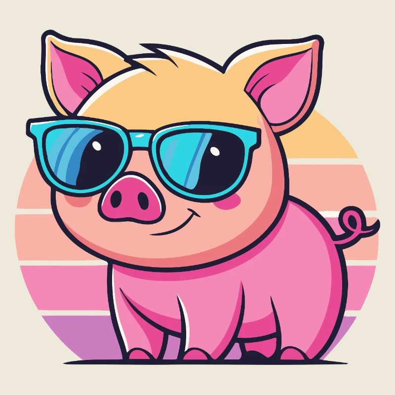 Cool Sun Pig mit blauer Brille