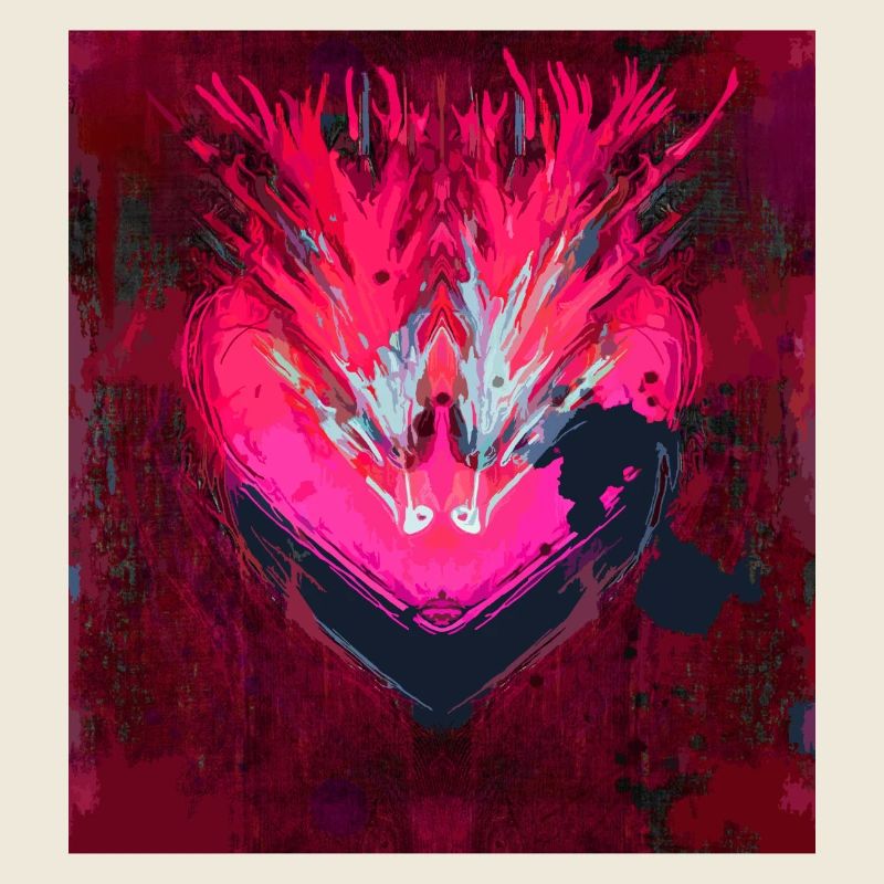 Neon Heart in Dark Red