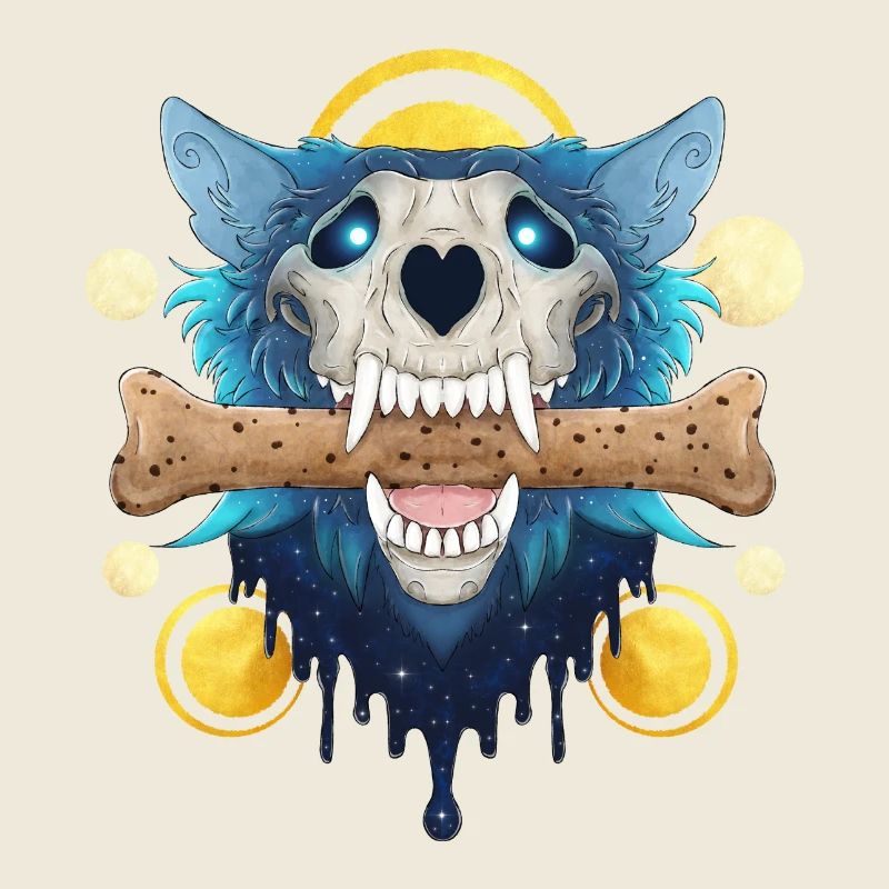 Hellhound Skull Gold - Dämonischer Wolf & Keksknochen