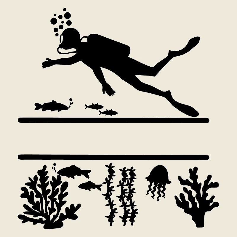 Diver underwater with fish and coral