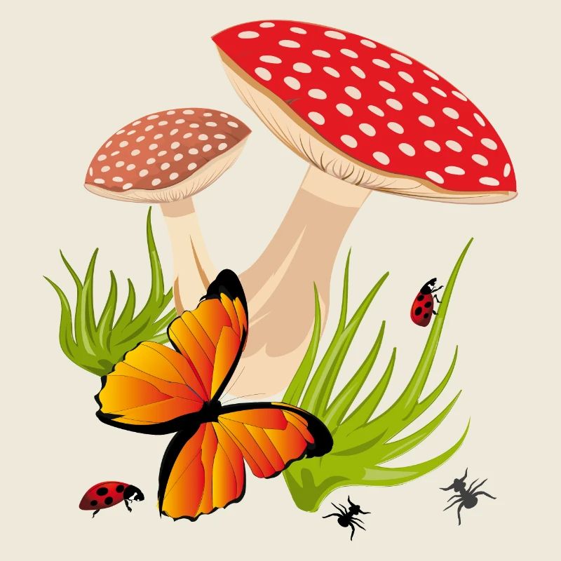 Toadstools, Butterfly