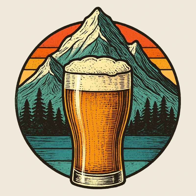 Bergblick mit Bierglas Design