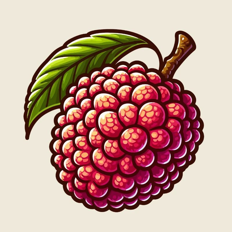 Litchi Vibrante en Style Illustratif