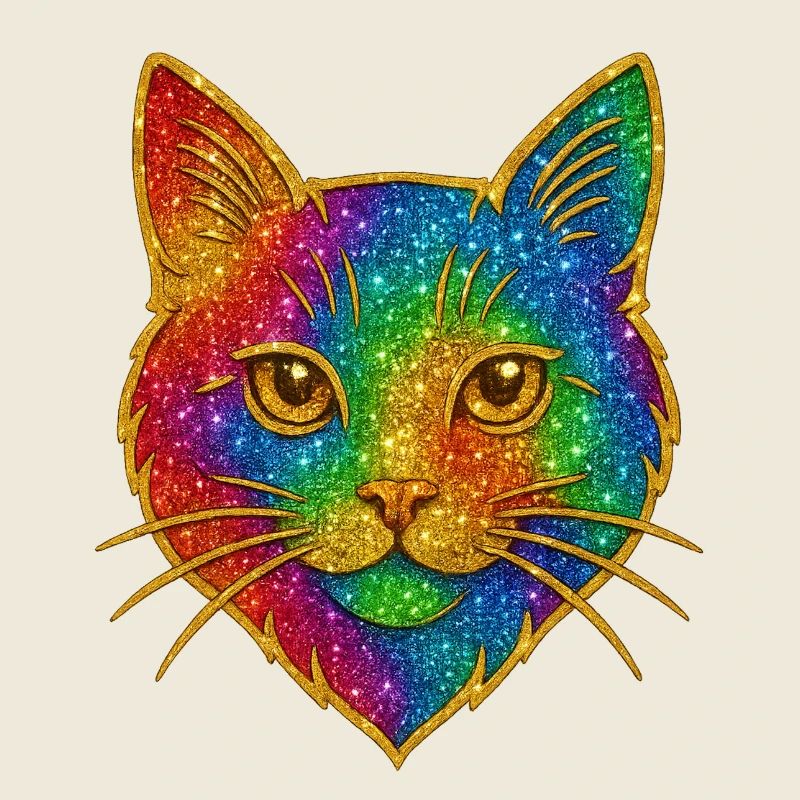 Arc en ciel chat or scintillant contour