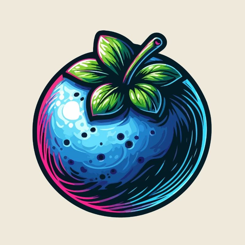 Baie Bleue Néon et Feuillage