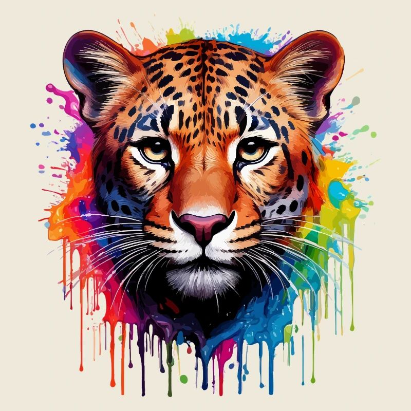 Leopard Farbexplosion Aquarell
