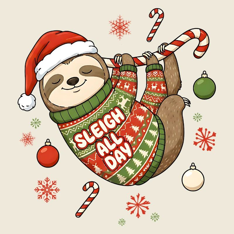 Lustiges Faultier Weihnachten - Weihnachtspullover