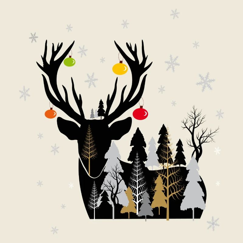 Forêt hivernale avec des rennes