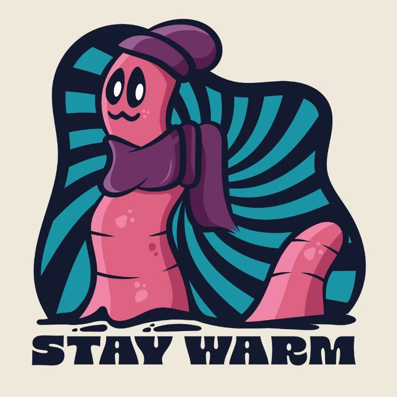 Stay Warm Cozy Worm en bonnet et écharpe