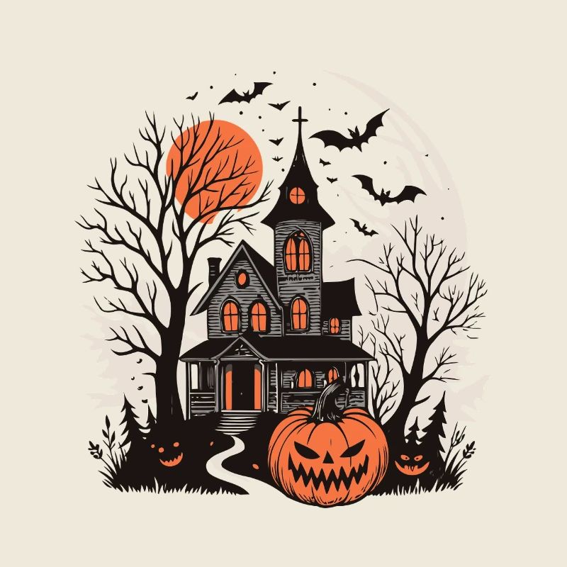 Maison Halloween et Citrouille Lumineuse