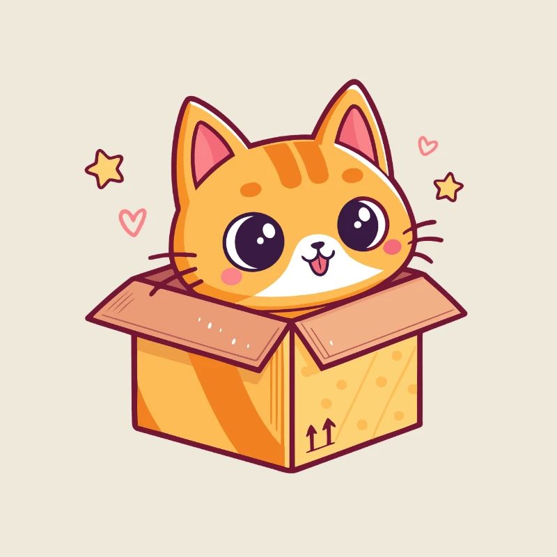 Glückliches Kätzchen in einem Pappkarton