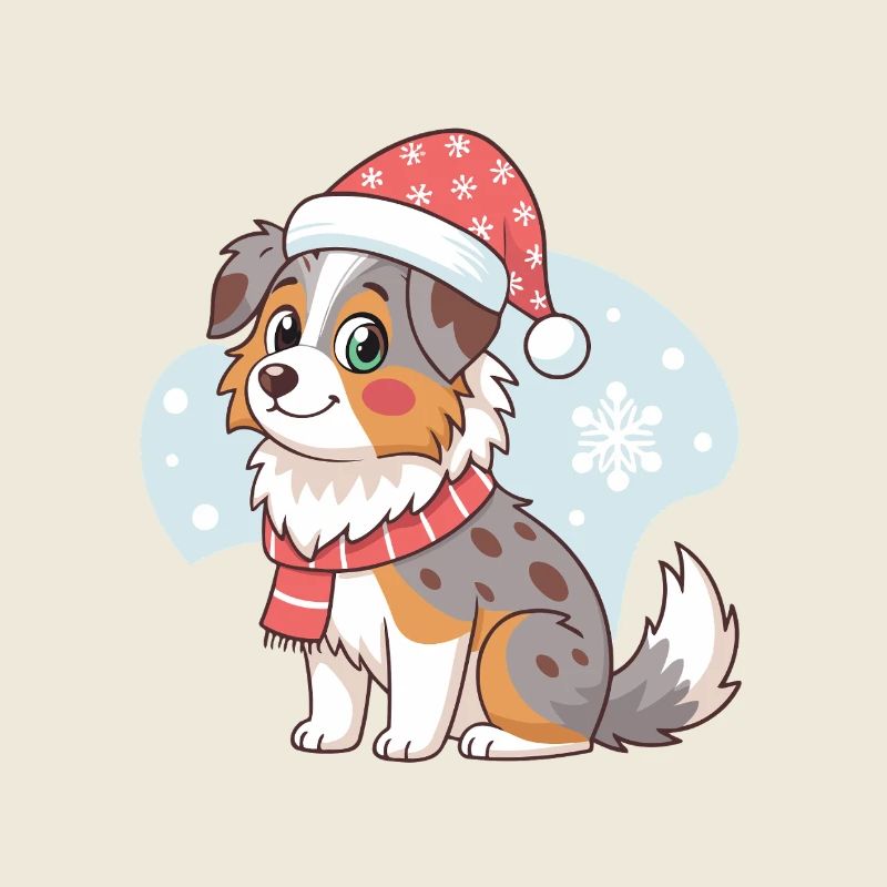 Schneehund-Weihnachtsmütze