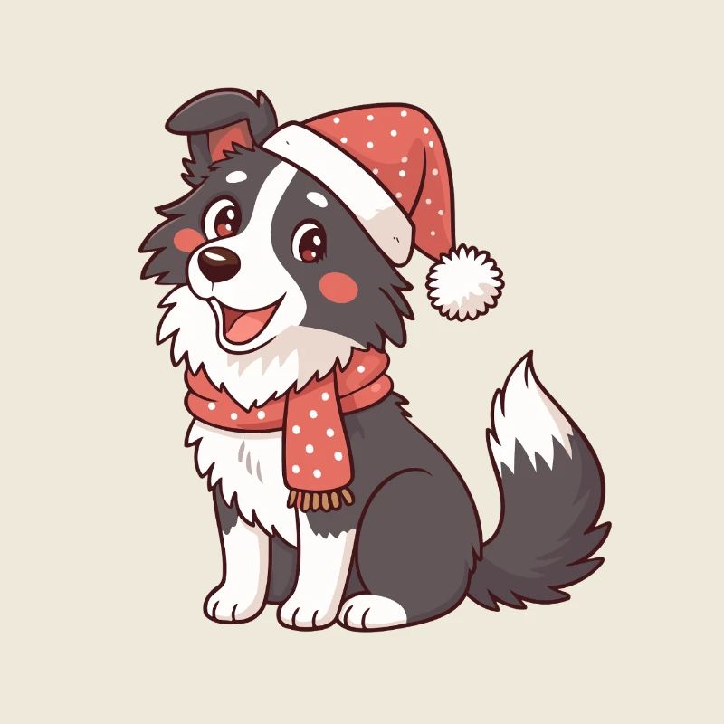 Chien mascotte Noël kawaii