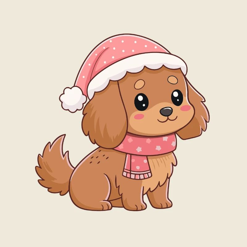 Chiot festif au bonnet rose