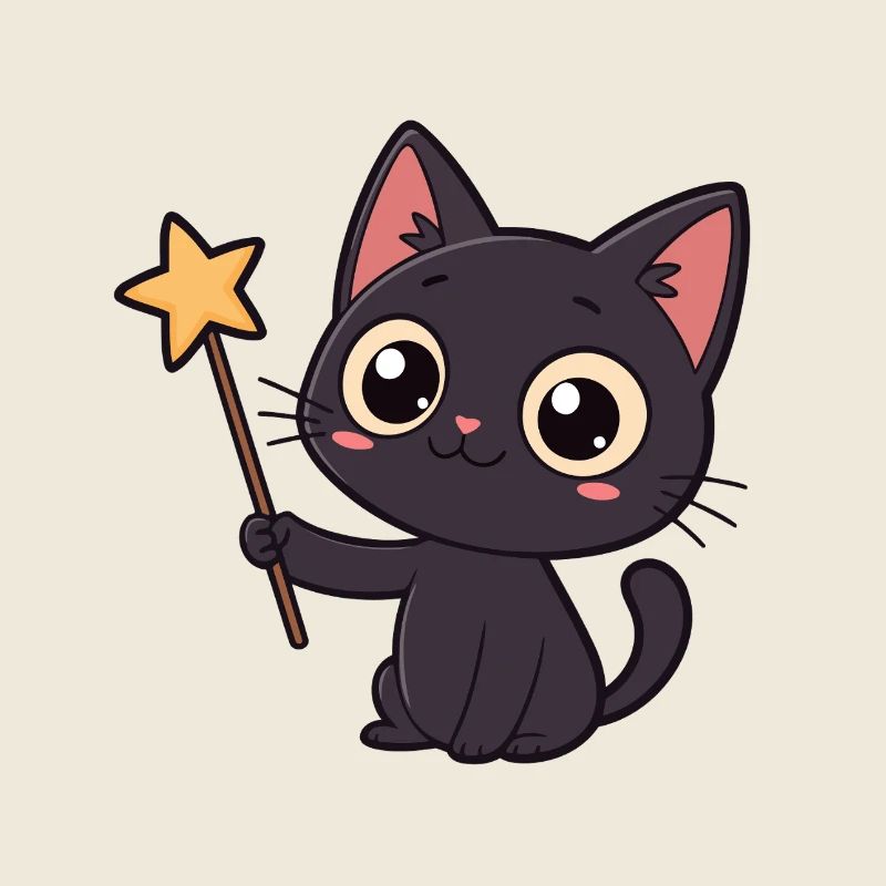 Magische Katze und Sternenzauberstab