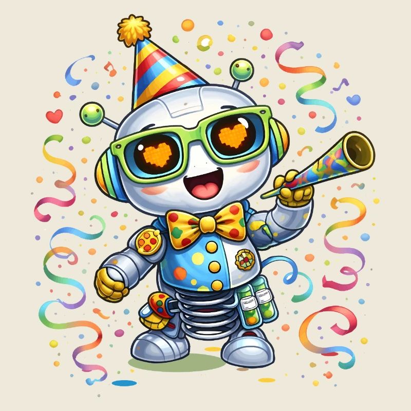 Robot de carnaval – Motif coloré de carnaval avec fête