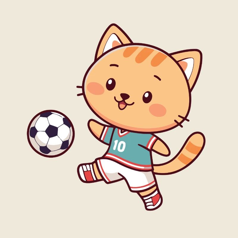 Kawaii Soccer Player Cat