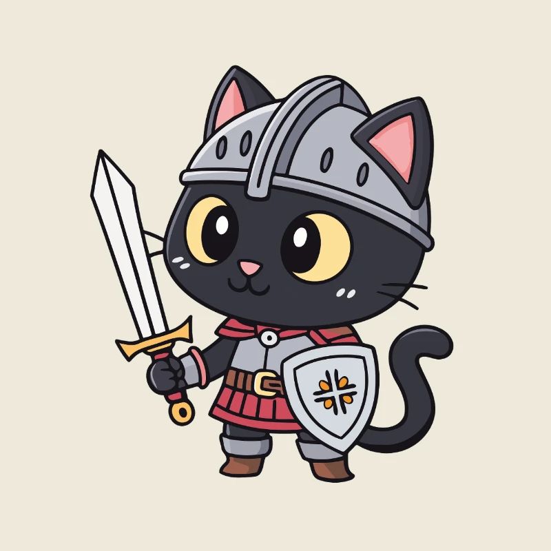 Niedliche bewaffnete Ritterkatze