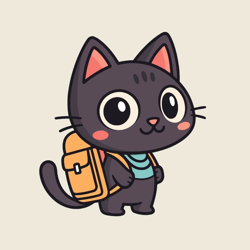Süße Entdeckerkatze mit Schultasche