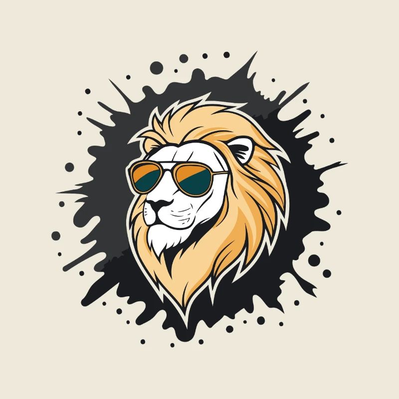 Löwe mit auffälligen Sonnenbrillen