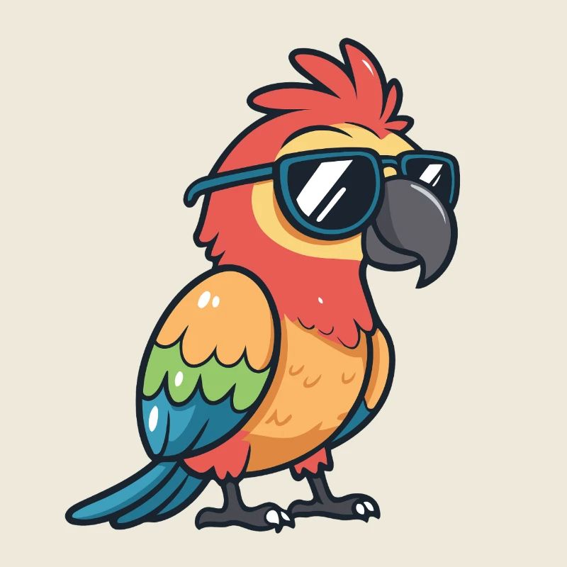 Cute chic parrot with sunglasses