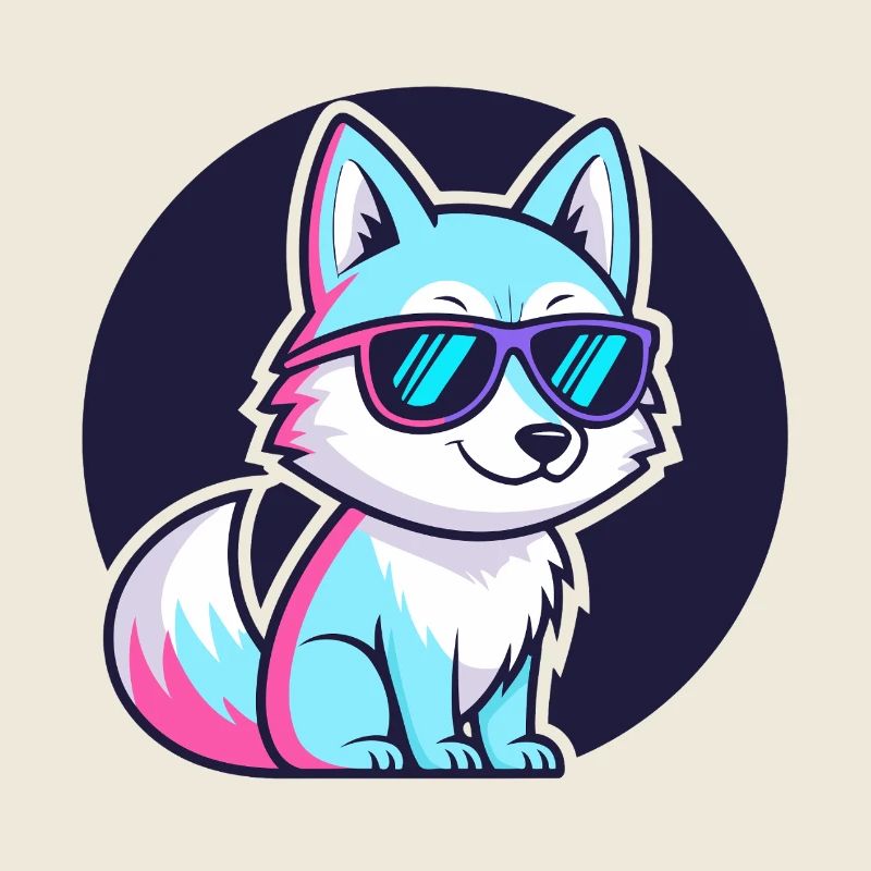 Neonfuchs mit Brille