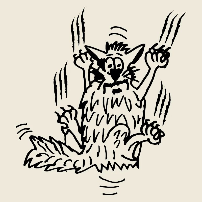 Funny cat claws tightly