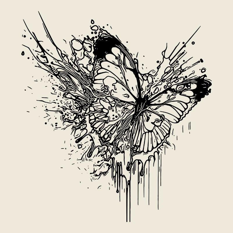 Eleganter Schmetterling Tinte Splash Tattoo Style