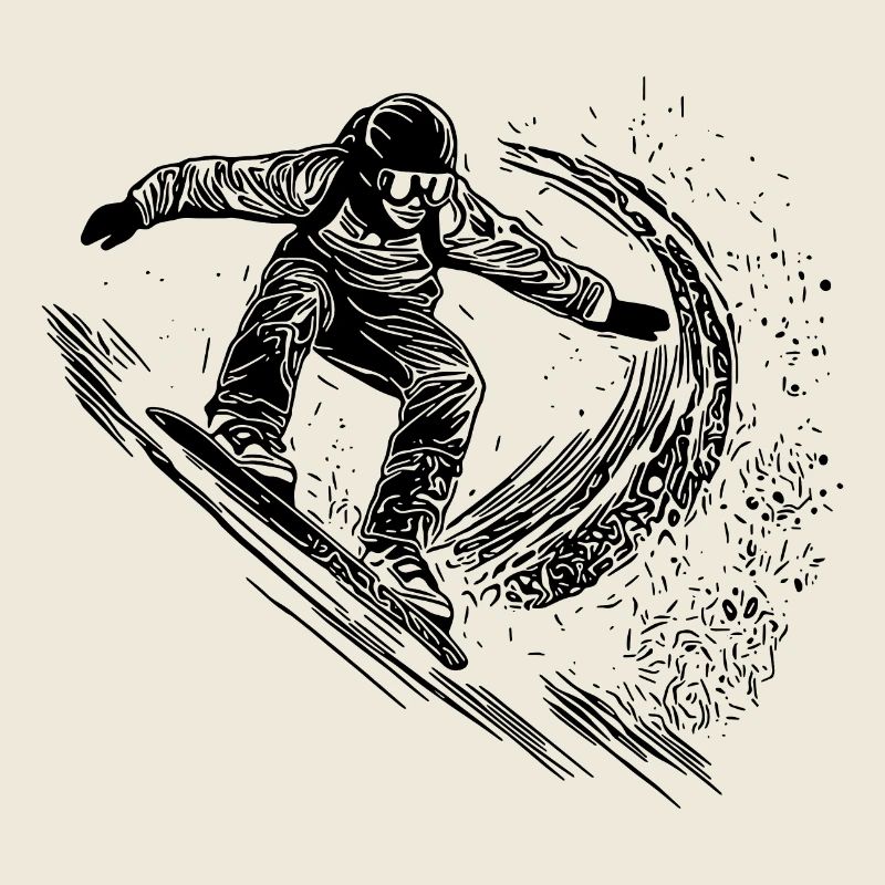 Deep Snow Snowboard Ride Jump Style Move