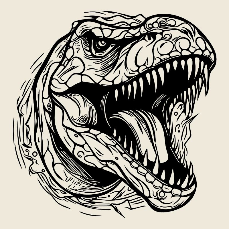 Brüllender T-Rex Dinosaurier Tattoo Dino Design