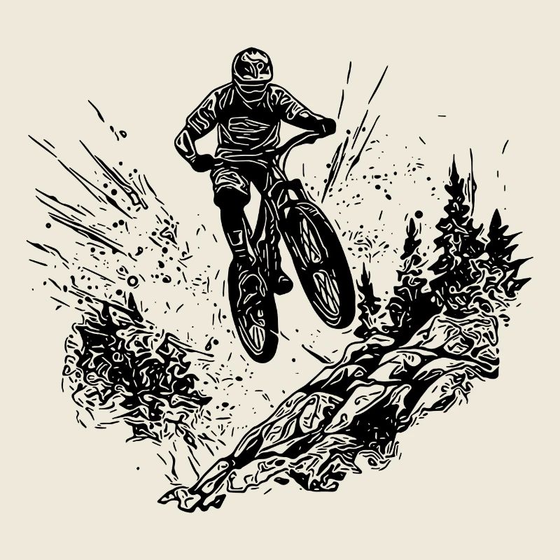 Mountainbiker mit Fahrrad den Berg hinauf