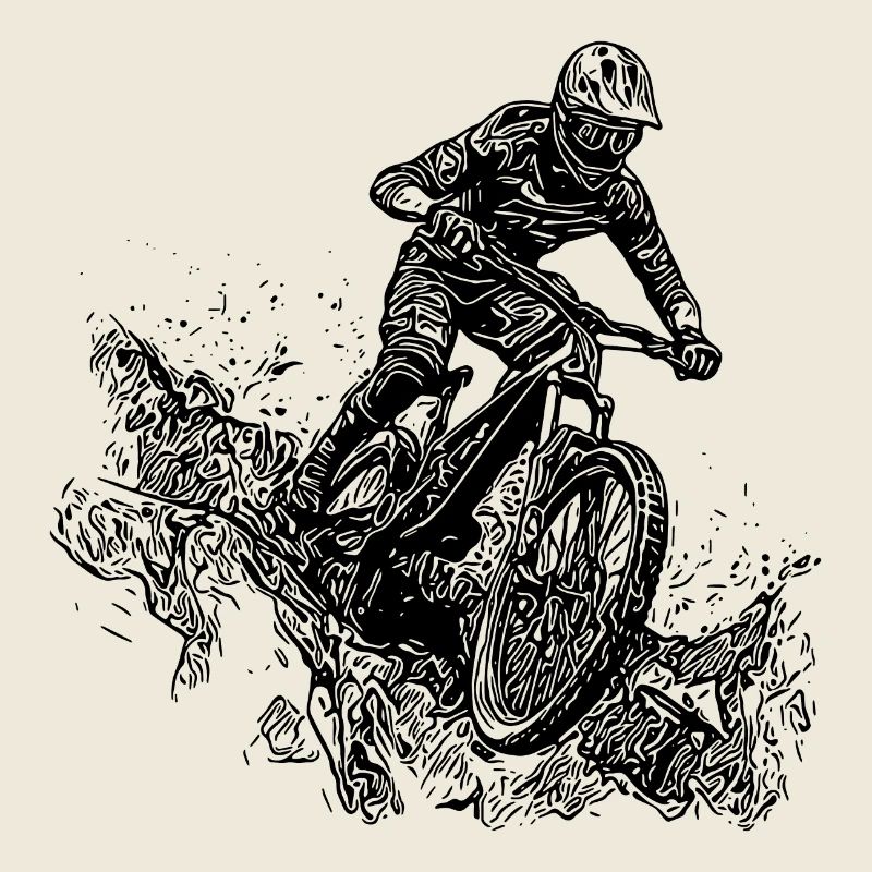 Radfahrer Mountainbiker Regen Schlamm Abfahrt