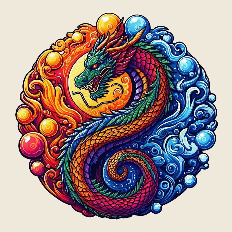 Lebendiger Yin-Yang-Drache