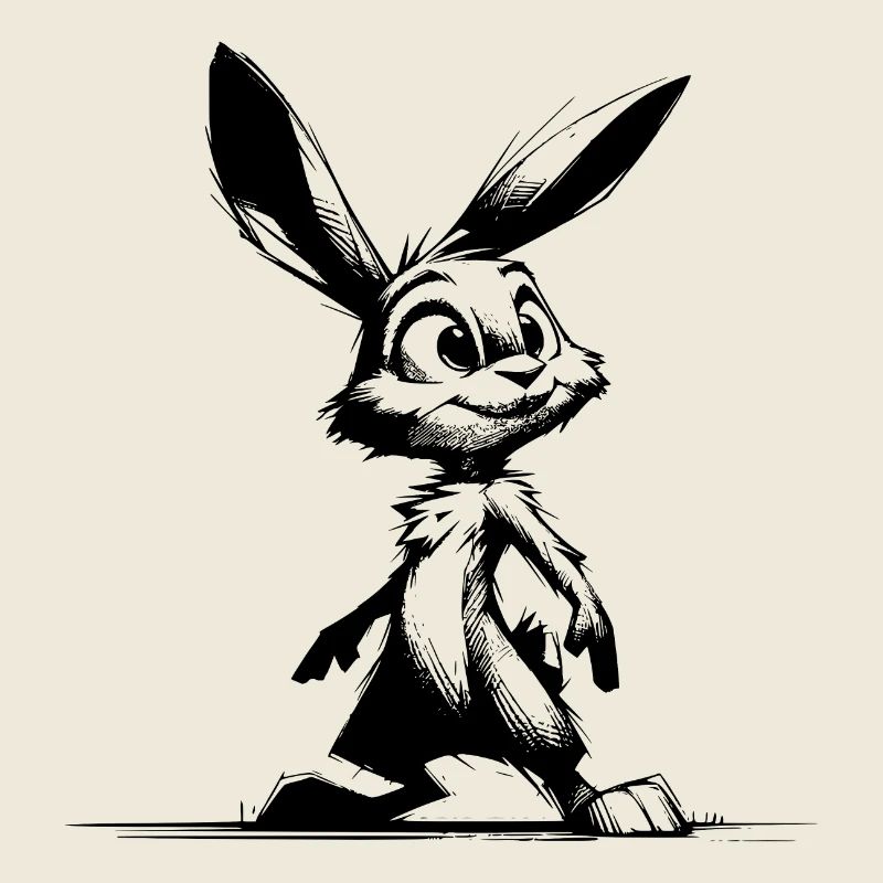 Cuddly bunny with big eyes and ears