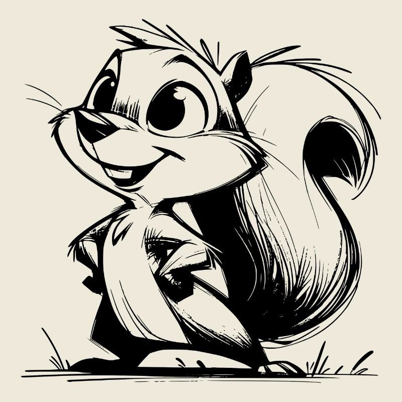 Dessin au crayon d’écureuil mignon