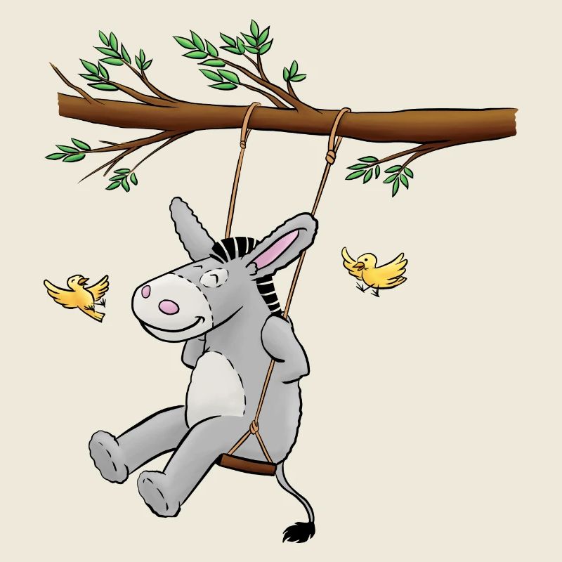 Âne - Kuschelesel sur balançoire