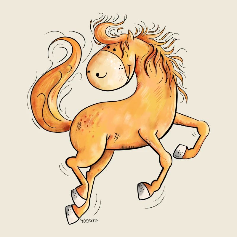 Wildes Pferd im wallender Mähne I Comic