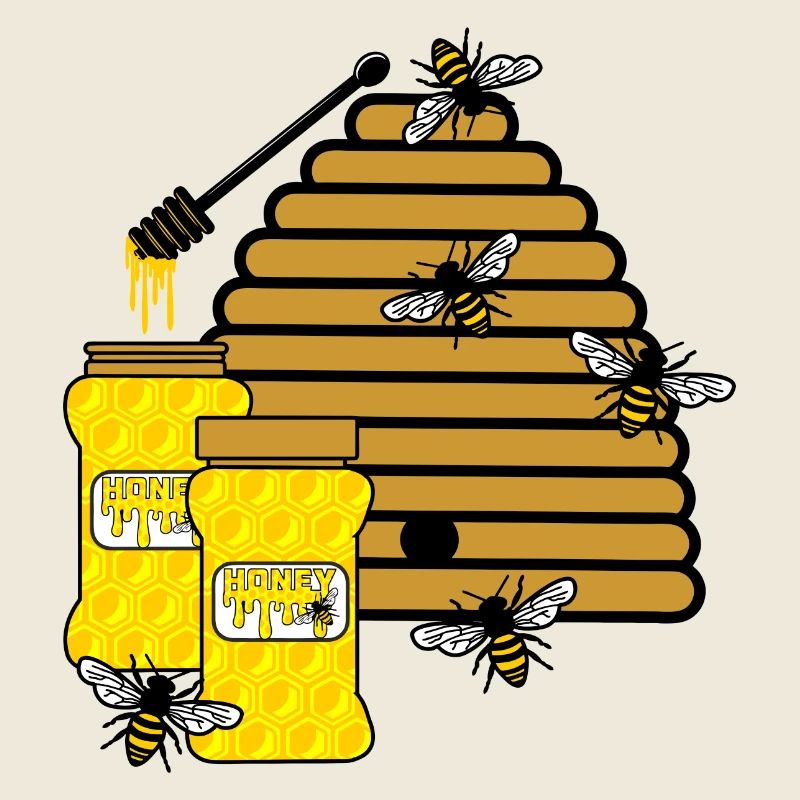 Hive with honey and bees