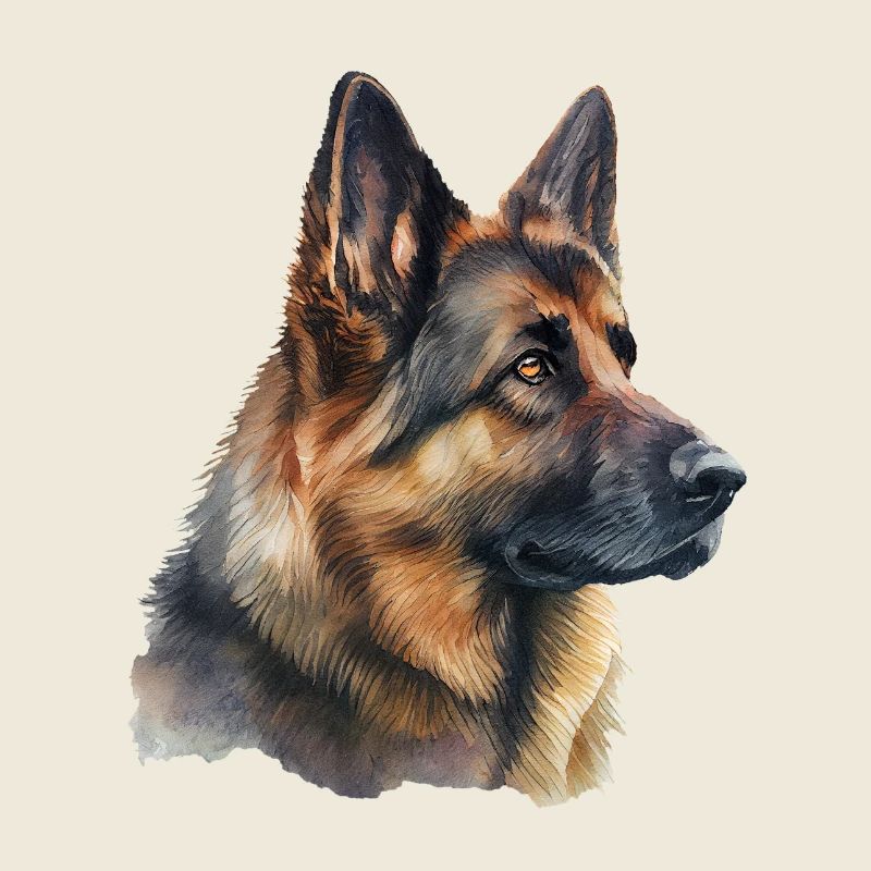Deutscher Schäferhund im Aquarell