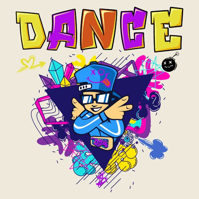 Design imprimé vibrant de style breakdance