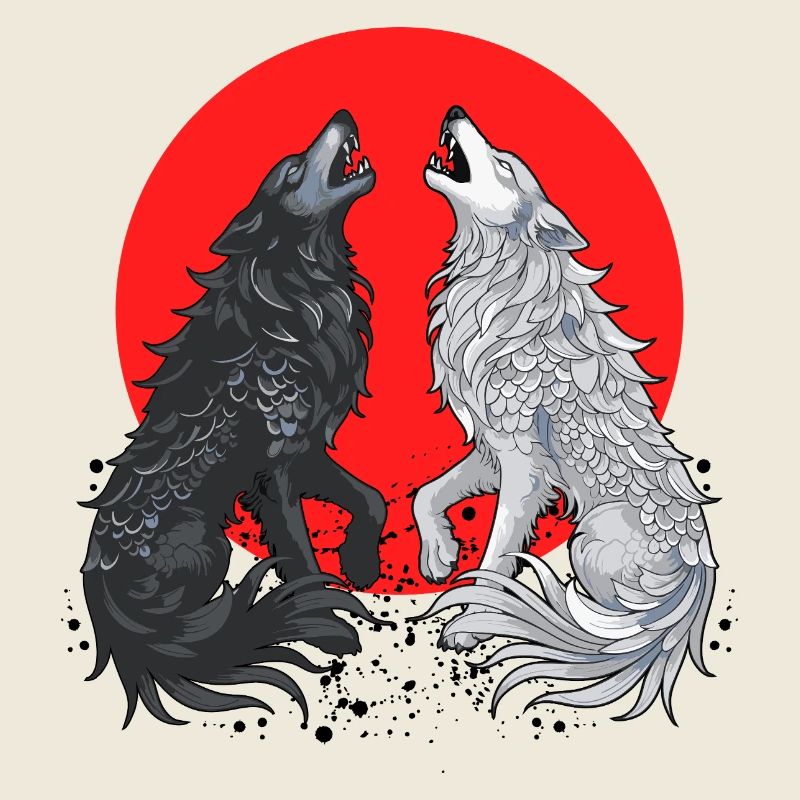 Black and Grey Dragon Wolf