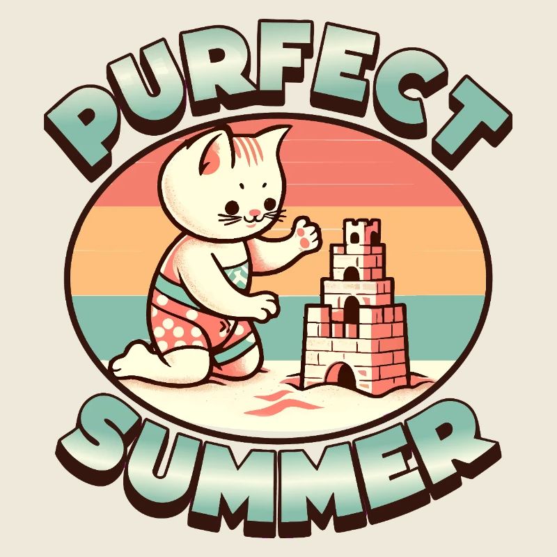 Purfect Summer - Sommer Katze am Sand Strand