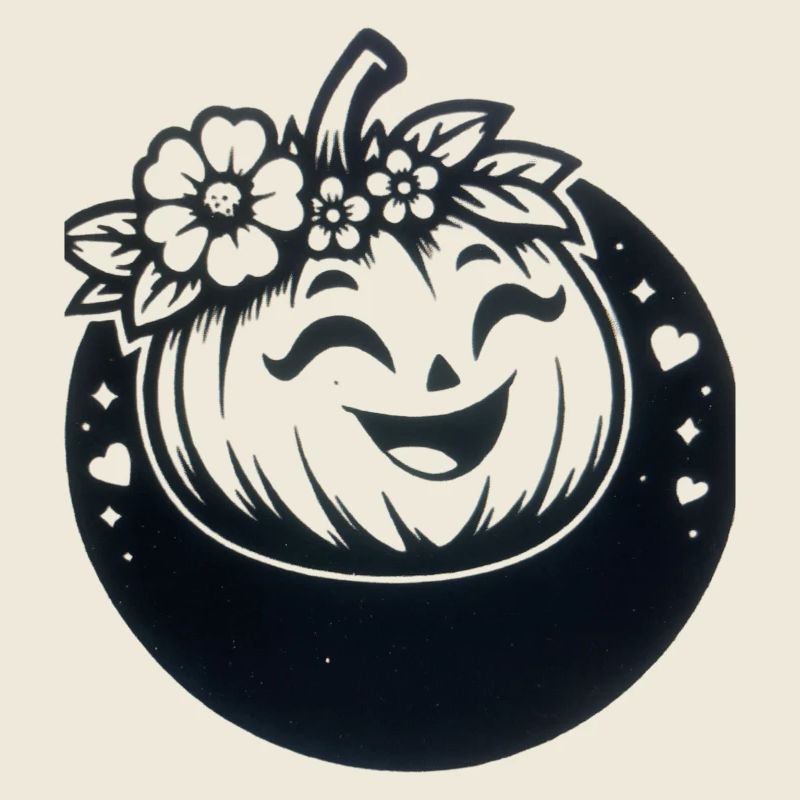 citrouille amicale avec des fleurs